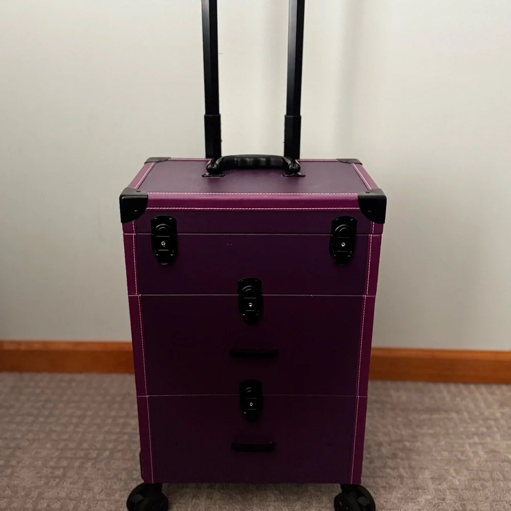 Elegant Purple Rolling Makeup Organizer